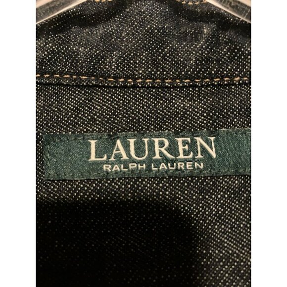 Lauren Ralph Lauren Denim Mini Dress S Petite Minimalist Capsule Western - Picture 7 of 9